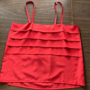 Philippe Marques Red Camisole with series of horizontal pleats in front. Size S